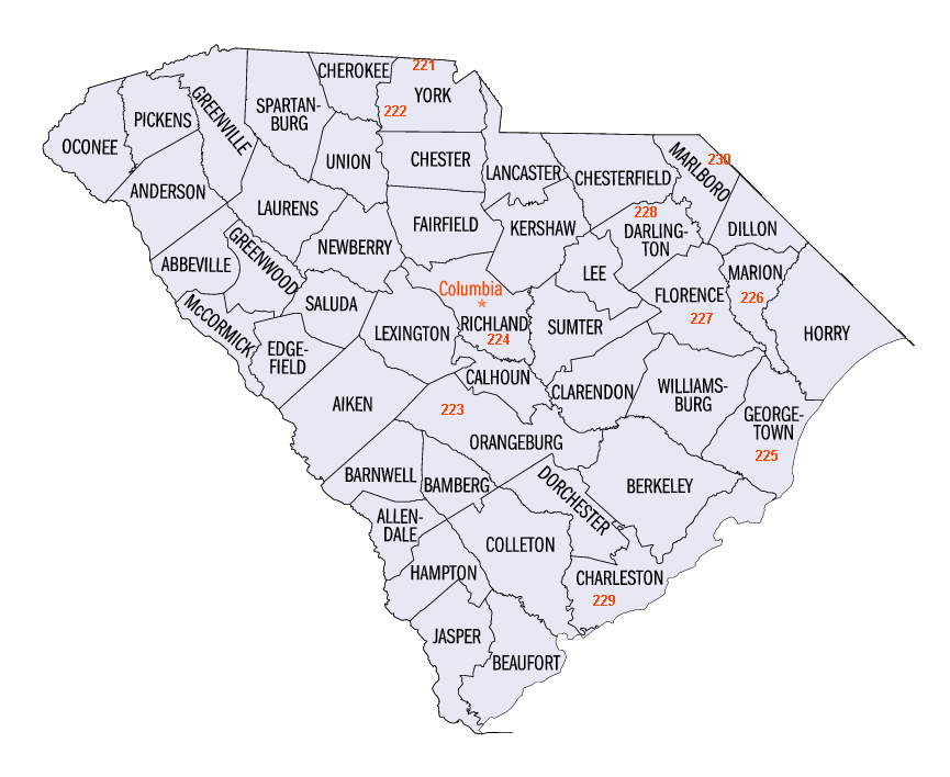 South Carolina map